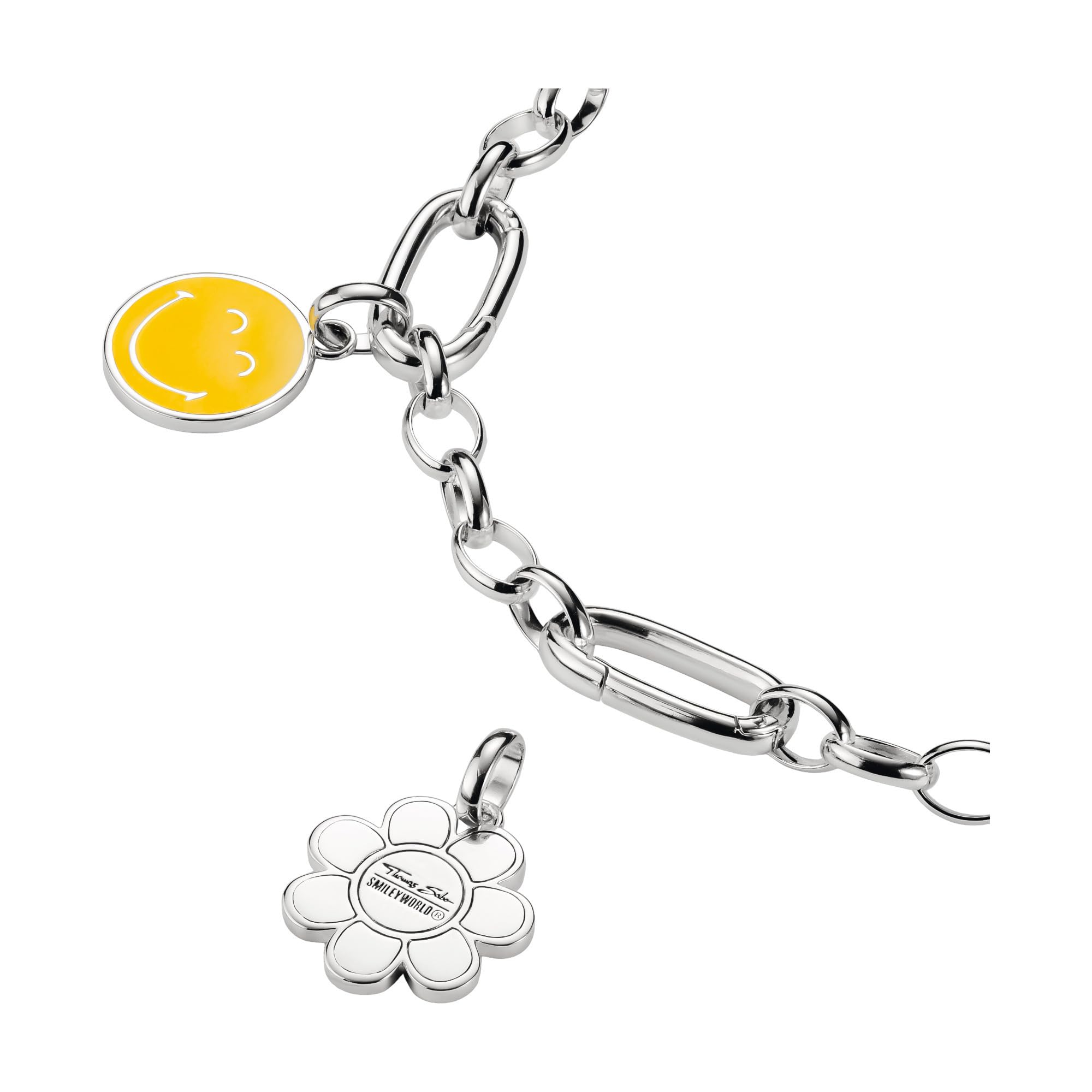 THOMAS SABO SMILEYWORLD® Daisy Charm-Anhänger Connect Silber Recyceltes 925 Silber, Geschw., Kaltemail
