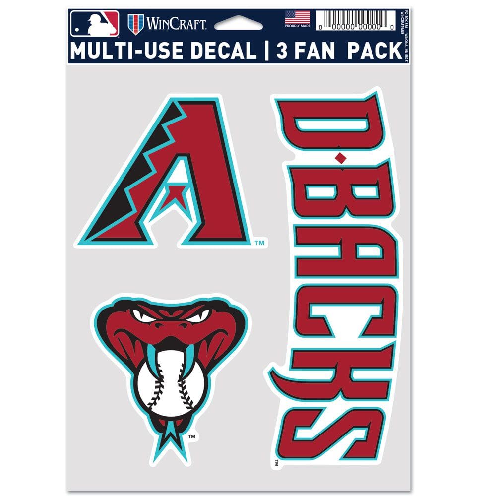 Stickers Arizona Diamondbacks MLB Wincraft : lot de 3 autocollants durables contre la décoloration
