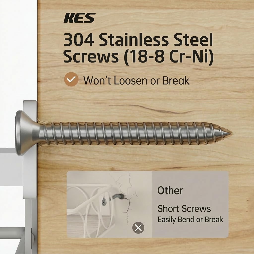 KES 90lb Heavy-Load Ironing Board Hanger Wall Mount, One-Piece Metal Frame Ironing Board Holder with T&V Shaped Hooks, Extra Large Storage Basket, No Breaking Sturdy Screws Included, White, HIR502-WH