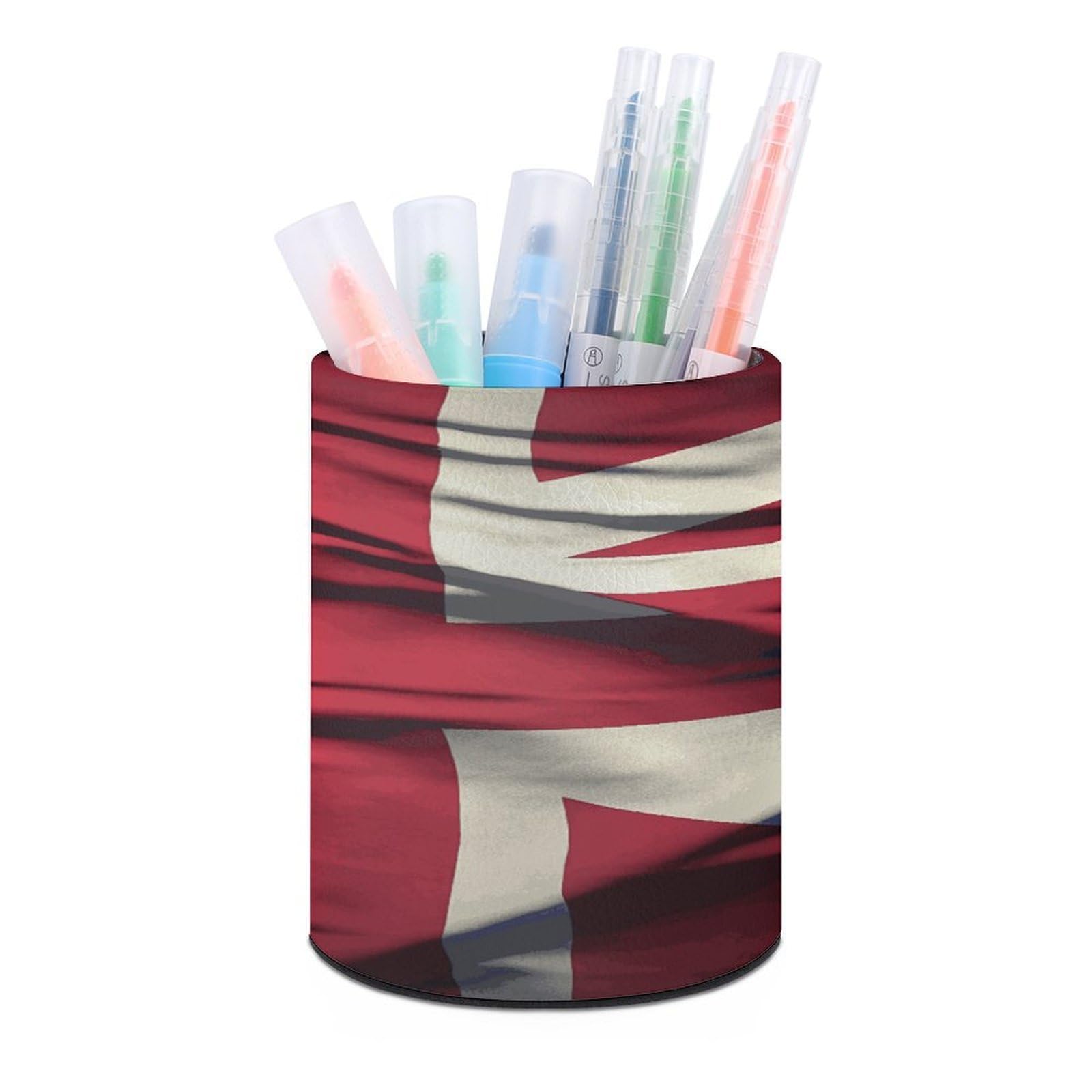 LDGSUPH USA Uk Flag Round Pen Holder Leather Pen Cup Pencil Cup Pen Organizer Pencil Holder for Desk Organizer Pencil Organizers Makeup Brush Holders for Home Office Gift