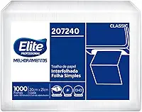 Elite Papel Toalha Interfolhado Folha Simples Com 1.000 Folhas