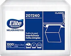 Elite Papel Toalha Interfolhado Folha Simples Com 1.000 Folhas