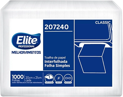 Elite Papel Toalha Interfolhado Folha Simples Com 1.000 Folhas