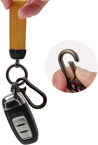 Miniatura 6 de Llavero de cuero genuino para automóvil, accesorios para el interior del automóvil, llaveros universales para hombres, mujeres, llaveros universales