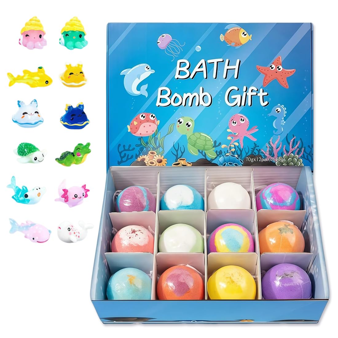 12 Pezzi Bombe da Bagno Bambini Dino a Sorpresa, Giocattoli da Bagno per Bambini, Regali di Natale e Compleanno, Regalo con Baff Bomb