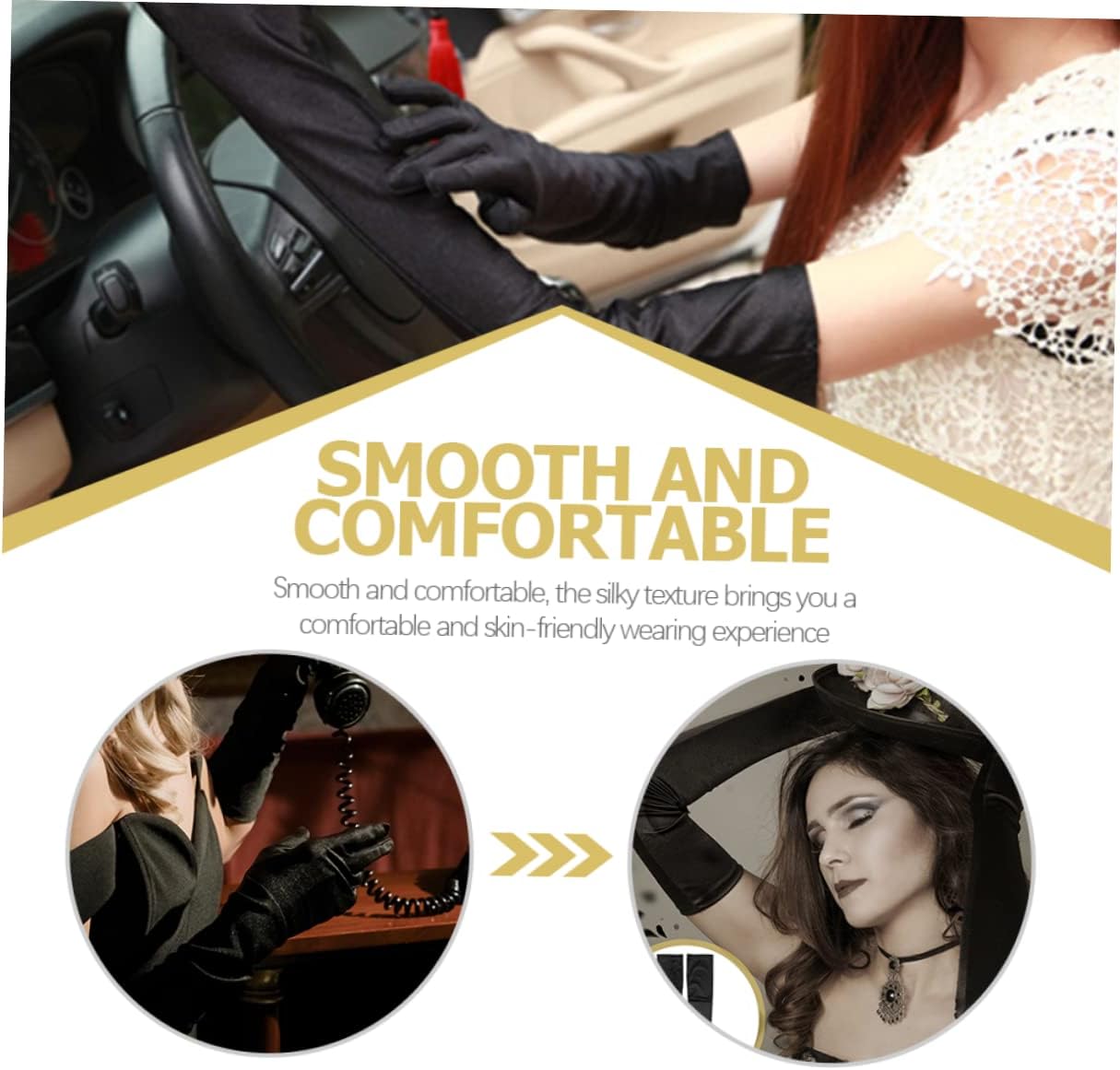 3pairs Elegant Skin-friendly Gloves Elastic Moisturizing Gloves for Women for Weddings Parties and Special Occasions