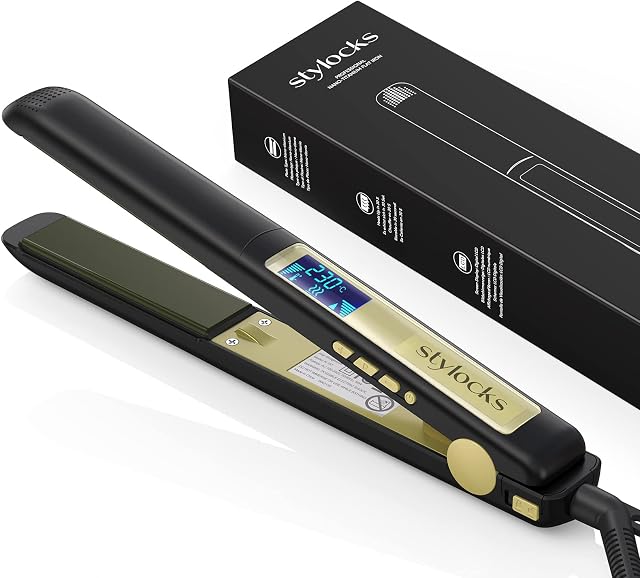 Stylocks Hair Straighteners for Women, Professional Straighteners UK with Adjustable Temperature 80-230, 2 in 1 Straightener & Curler, Dual Voltage