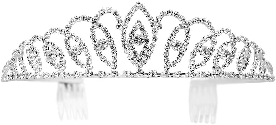 Bseash Silver Crystal Tiara Crown Headband Princess Elegant Crown with combs for Women Girls Bridal Wedding Prom Birthday Party