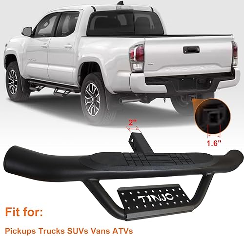 Miniatura 2 de Barra de paso de remolque universal de 2 pulgadas de ancho x 4 pulgadas de diámetro exterior de acero negro de repuesto para remolque resistente,