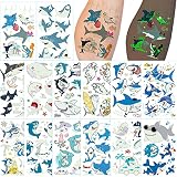db11 Shark Temporary Tattoos for Kids Boys & Girls Birthday Party Supplies 14 Sheets, Aniuvot Cute C