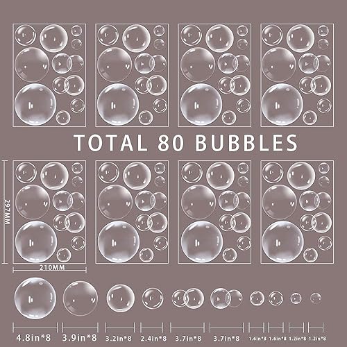 Miniatura 3 de Calcomanía de pared transparente de burbujas recortadas para niños, decoración de fiesta de cumpleaños bajo el mar, decoración de fondo de burbujas