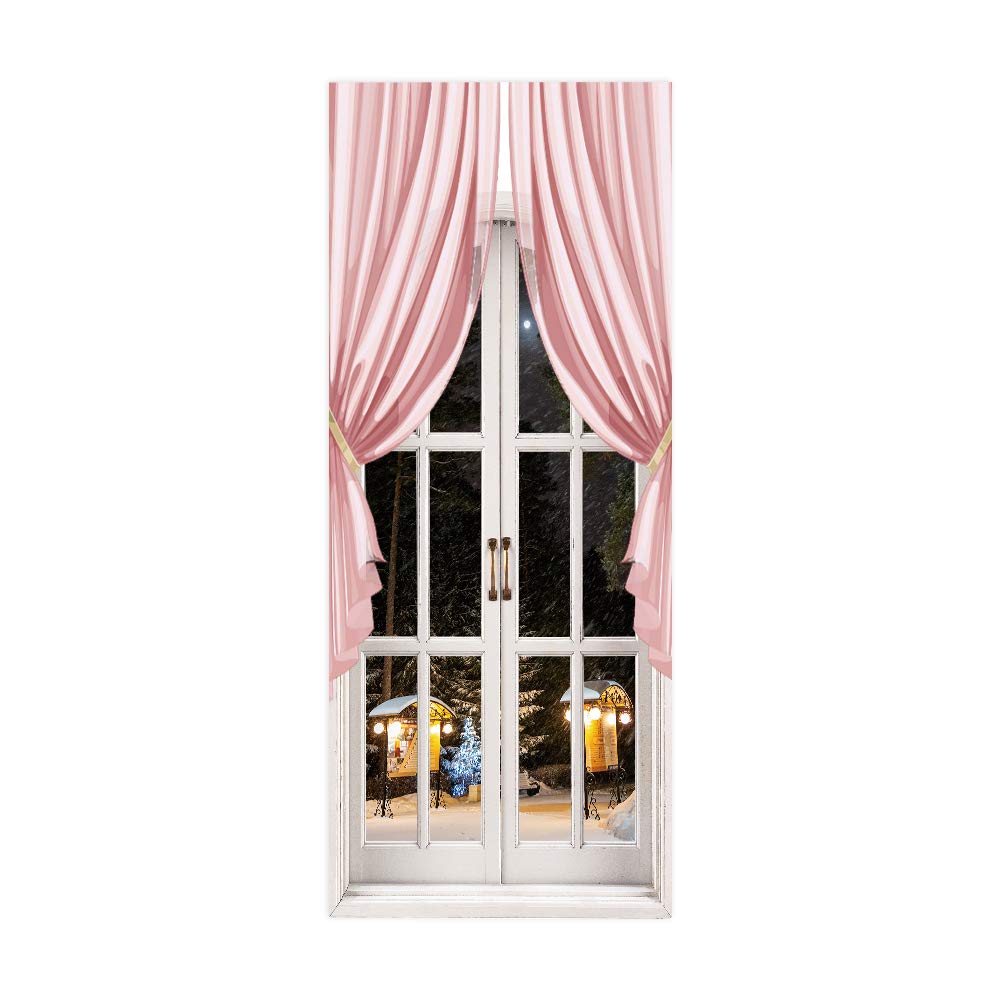 Poster porte trompe l'oeil intérieure 3D décoration murale rideaux PVC