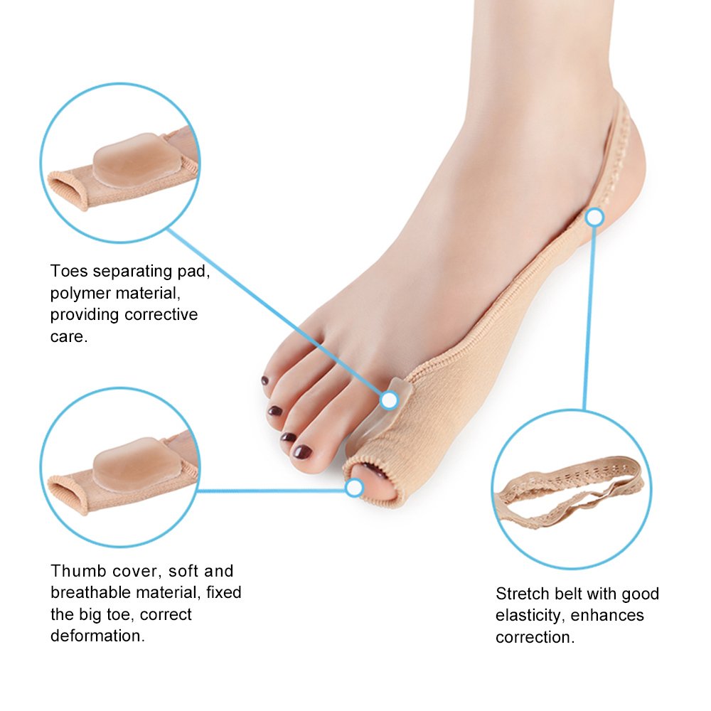 4 Pieces Hallux Valgus Correction by Pedimend - Orthotics Big Toe Straightener Belt - Silicone Gel Bunion Splint - Smoothing Bent Toes - Big Foot Alignment - UNISEX - Foot Care