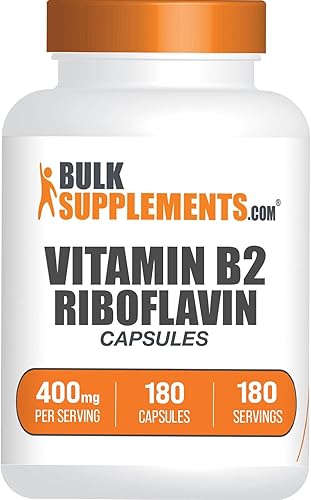 BULKSUPPLEMENTS.COM Cápsulas de riboflavina  Vitamina B2 400 mg, suplementos de vitamina B  Riboflavina 400 mg, vitaminas para la energía  Sin
