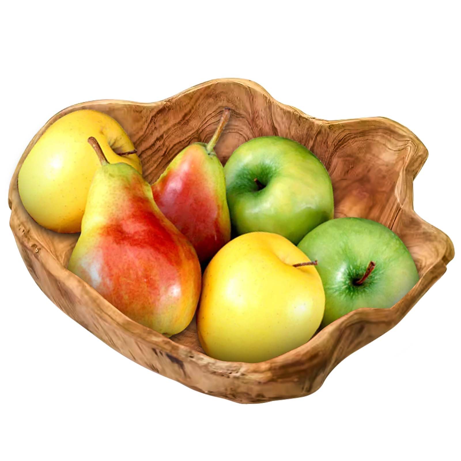 Bol à fruits en bois naturel - Saladier décoratif en bois fait à la main - Bol irrégulier pour salades, collations, fruits (20-24 cm)