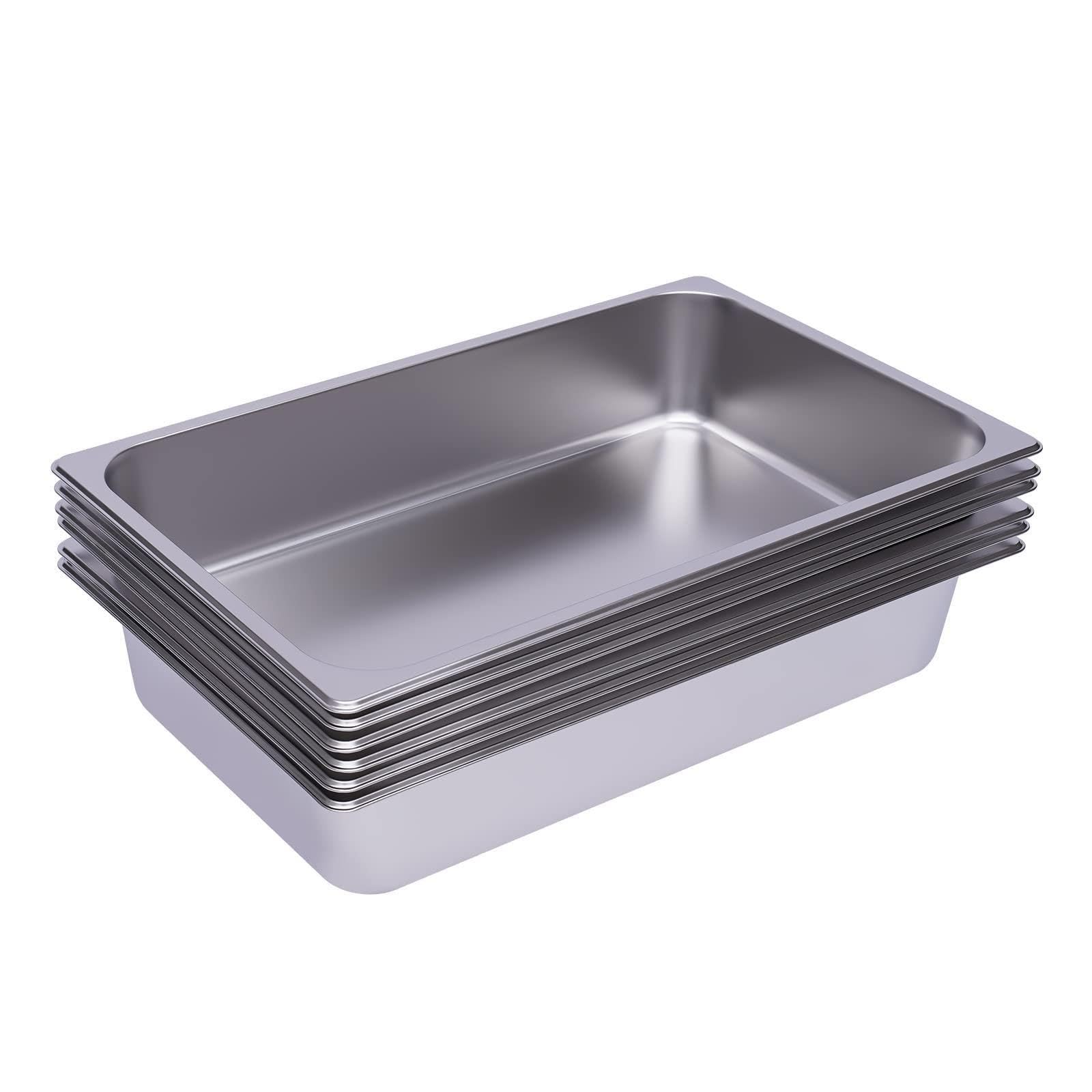 Bandeja GN 1/1, 6 unidades, 100 mm de profundidad | Bandejas GN 1/1 profundas, acero inoxidable 201, aptas horno y lavavajillas.