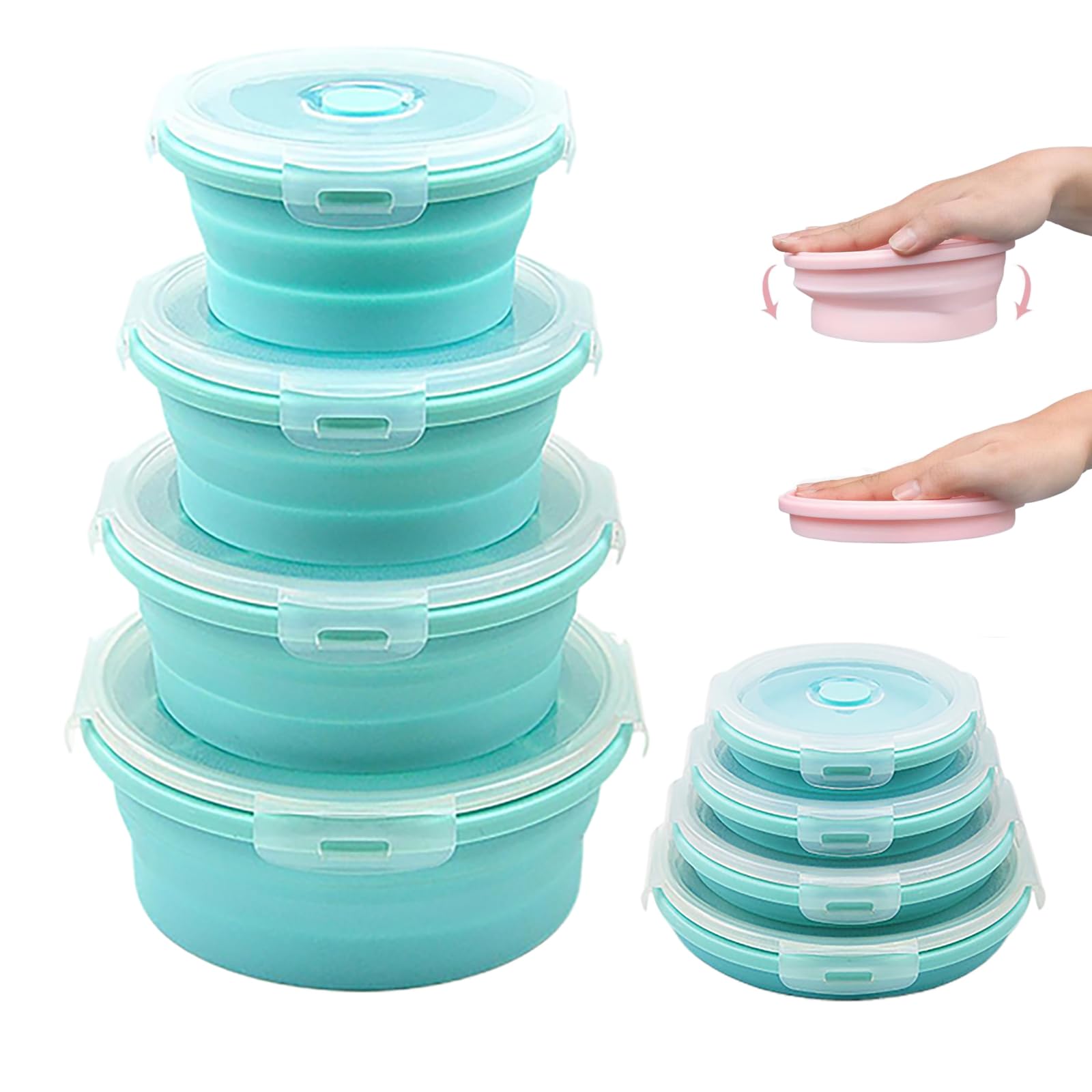 20781 Lot de 3 bols pliables ronds en silicone résistant à des températures de -10 °C à 80 °C pour le stockage de voyage et le camping