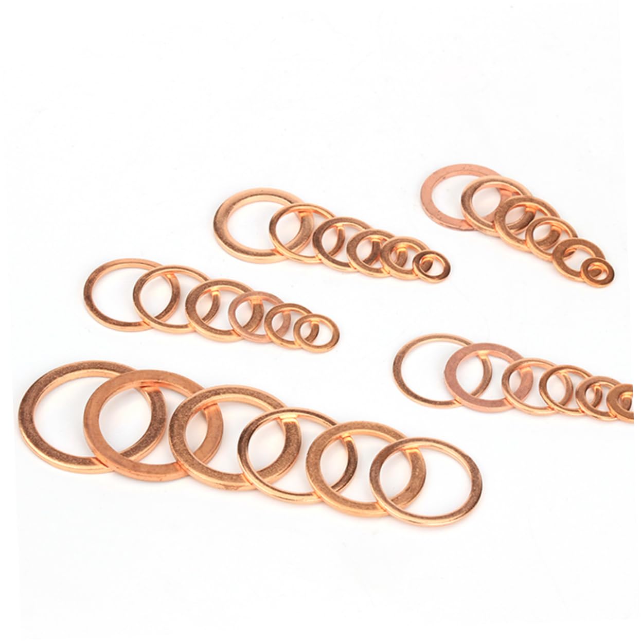 300pcs Copper Washers Assortment Quality Flat Seal Rings for Engines and Machinery Compact Case Excellent Electrical Thermal Conductivity