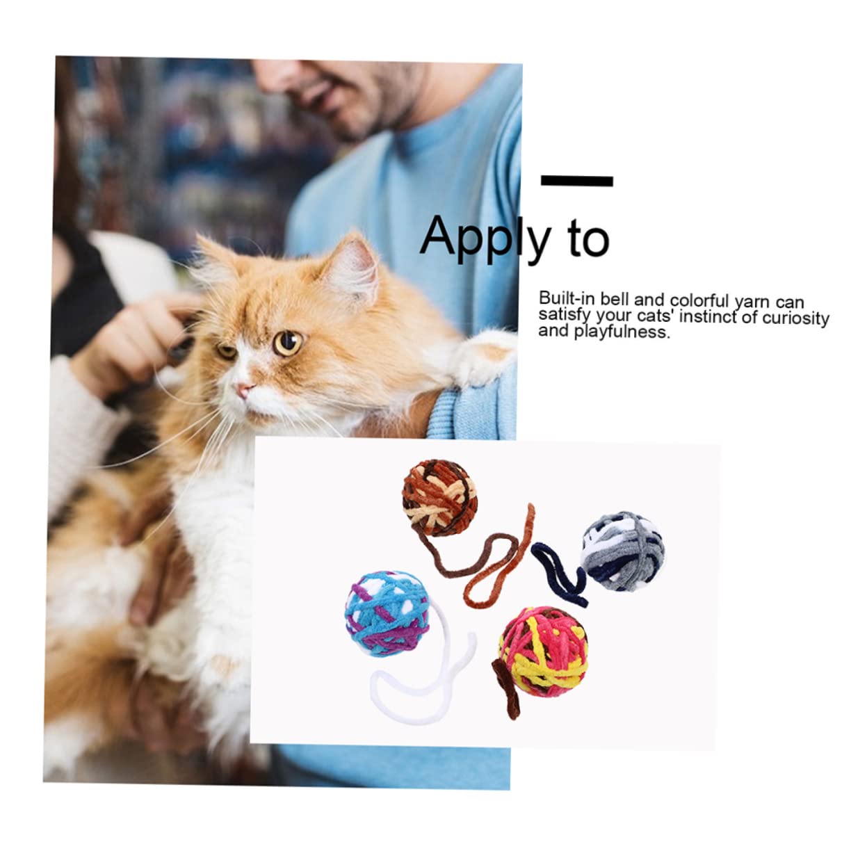 BESPORTBLE 5Pcs Colorful Cat Bell Balls Woolen Yarn for Interactive Play for Kitten Chasing and Chewing and Pet Supplies