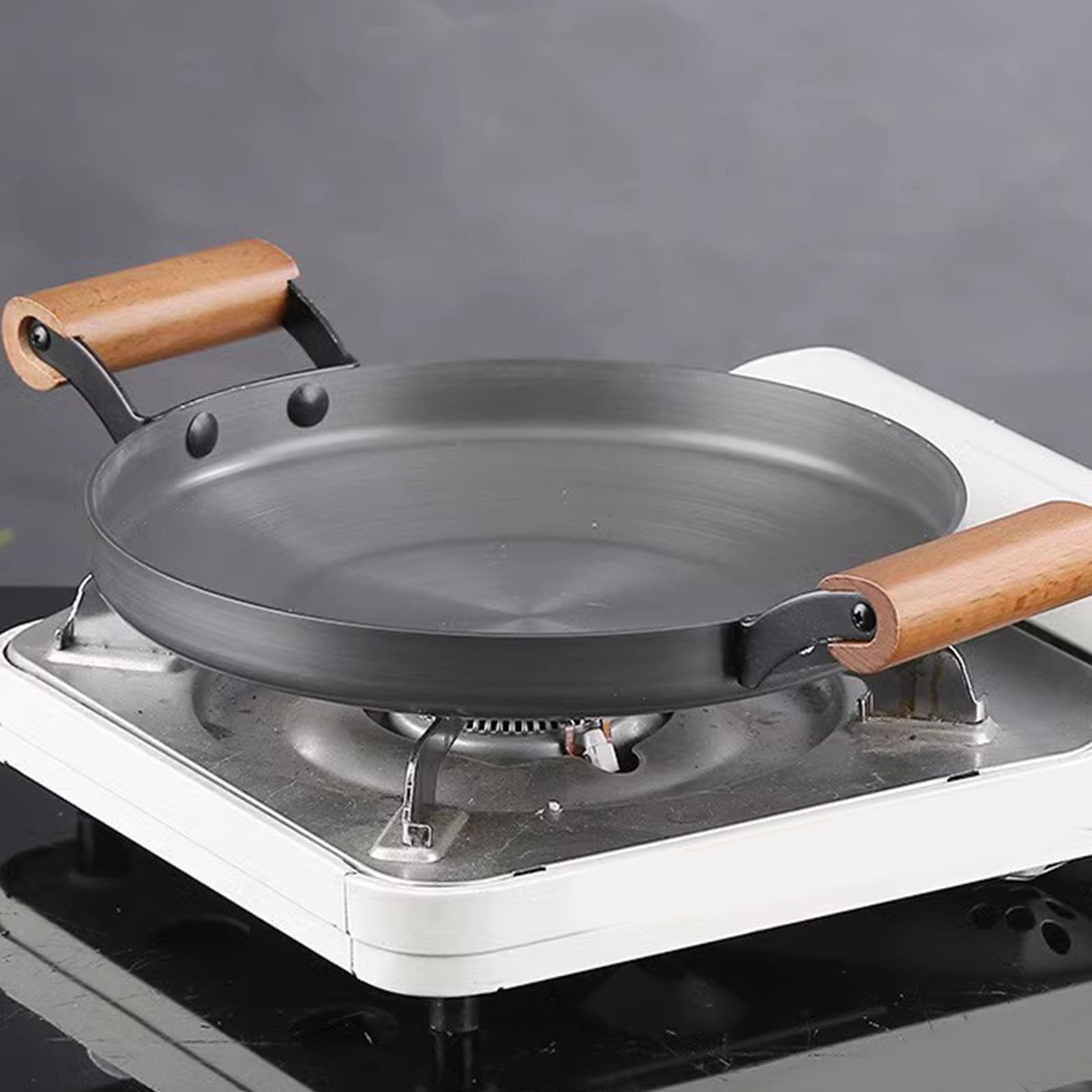 Lybunair Aluminum Alloy Braiser Fry Pan, Multifunction Induction Cookware with Dual Handles for Home and Commercial Kitchen (24cm)