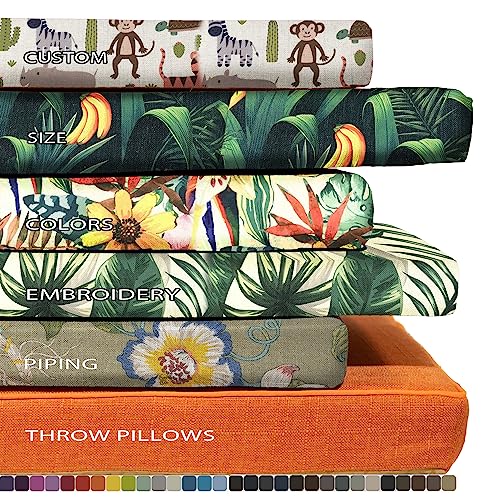 SINUOLIN Printing Custom Size Bench Cushion Pads for Indoor Outdoor Furniture Window Seat Sofa Couch Swing 70D High-Resilience Foam with Optional Fabric Embroidery