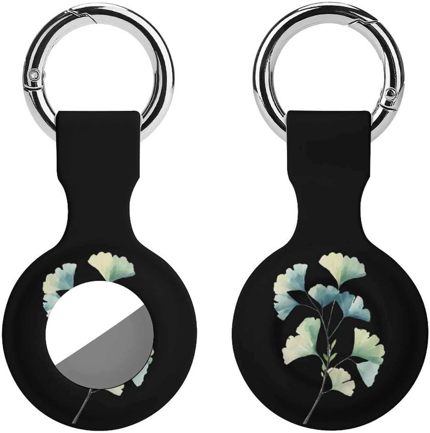 Ginkgo Leaves Case Compatible with AirTag Holder Cover with Keychain Ring for Bags Luggages