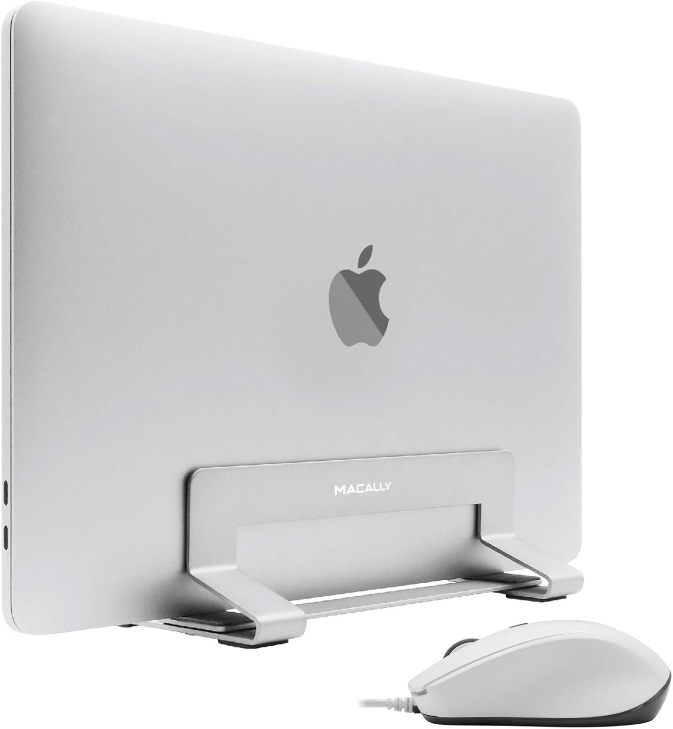Macally USB C Wired Mouse and an Adjustable Vertical Laptop Stand, Universally Designed for Any Laptop