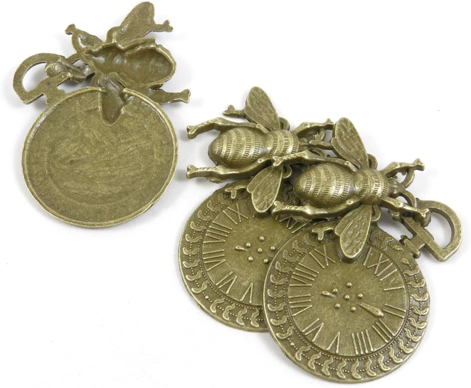 Jewelry Making Charms Findings Supply Supplies Crafting Lots Bulk Wholesale Antique Bronze Tone Plated B6KW6 Bees Clock