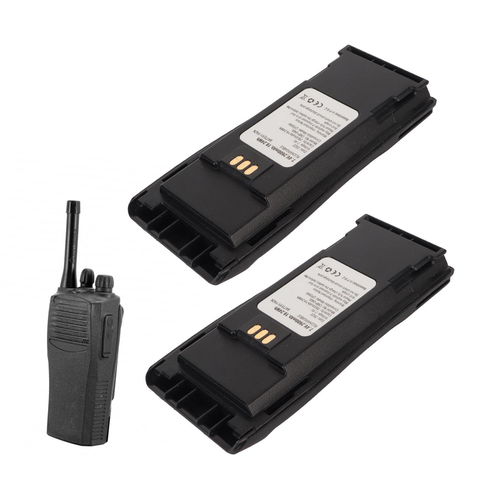 2 Stück Walkie Talkie 2600 MAh Lithium-Ionen- für -Funkgeräte, Wiederaufladbar, Hohe Kapazität, Langlebig