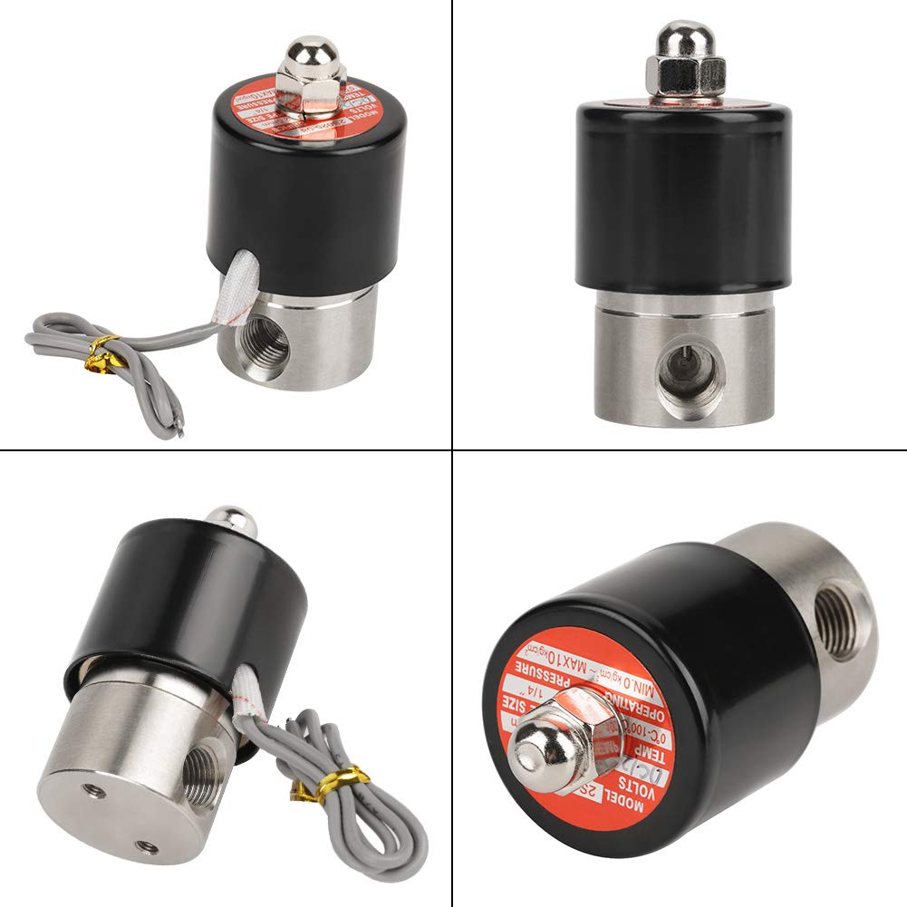 Electroválvula Eléctrica, G1 / 4" acero inoxidable 304 2S040-08 DC 12V Tipo N/C Adecuado para la Limpieza Automática de Equipos Eléctricos, Calentador de Agua Solar, Riego por Aspersión de Lardín