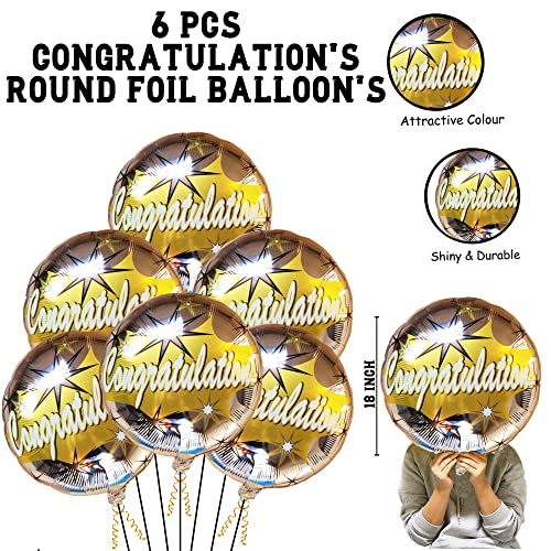 Image of GRAND SHOP Congratulations Round Foil Balloons Pack Of 6,Multi