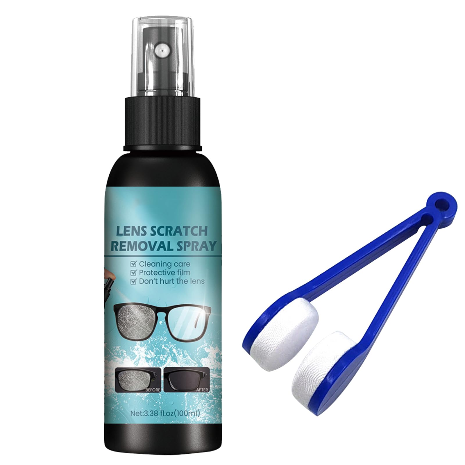 KOAHDE Líquido de Reparación de Cristales para Lentes,Spray de Reparación de Gafas,Líquido Limpiador de Lentes,Spray Limpiador de Lentes Gafas,Spray Reparador de Lentes,con Borrador de Gafas