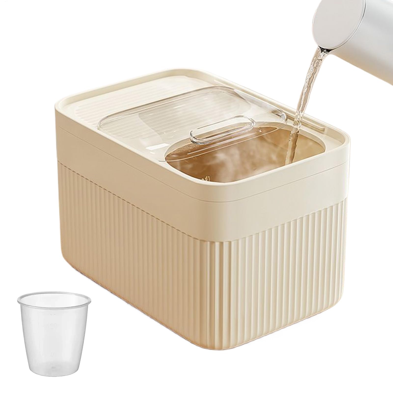Boîte de conservation de nourriture grande capacité transparente avec gobelet doseur