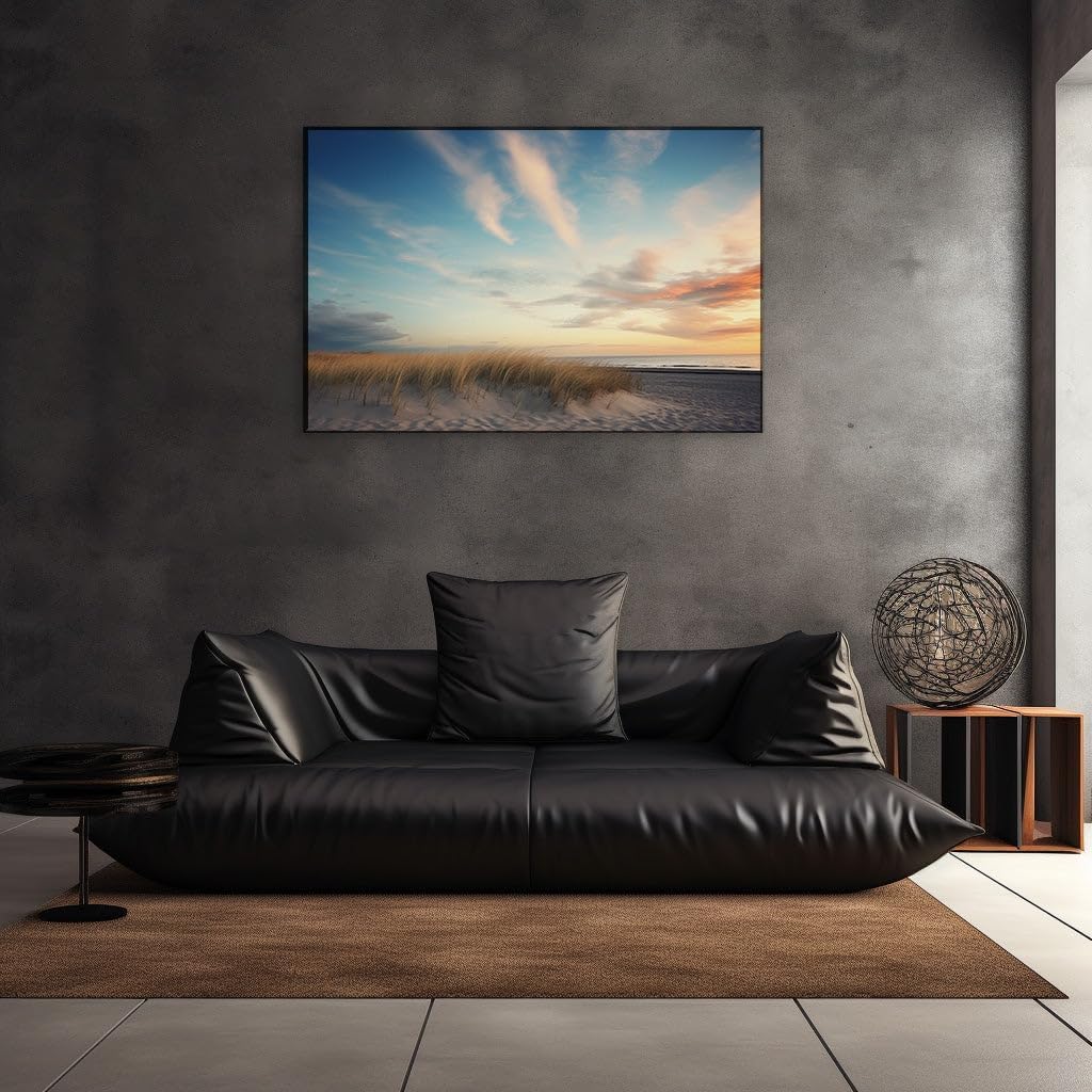 Canvas for Living room. Sunset Serenity on a Dune-Kissed Beach, 27 x 18 inch Canvas Wall Art - Ready to Hang - 69x46 cm (27x18 inch)