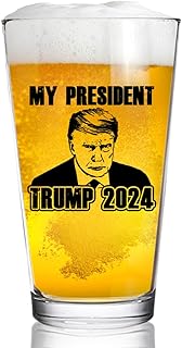 DU VINO My President Trump 2024- Beer Pint Glass 16oz- Great Gift for Dad, Mom, GOP, Conservative, Political Collector- USA MADE!