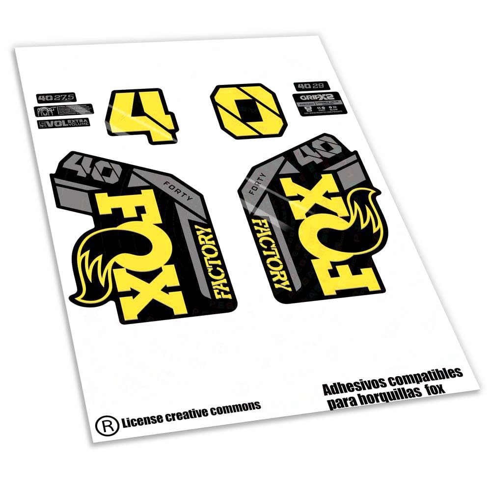 REF:VP641 Stickers compatible with FOX- 40 KASHIMA 2025 MTB fork, stickers, stickers, stickers, vinyls for mountain bikes. (YELLOW 025)