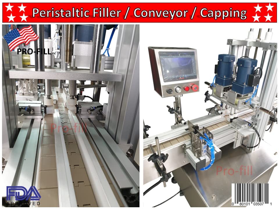 Peristaltic Filler 4x1500ml + Conveyor + Capping Machine/Lotion, Gel & Liquid Filling Machine Peristaltic Filler Conveyor & Capper Combo 2-1500ml
