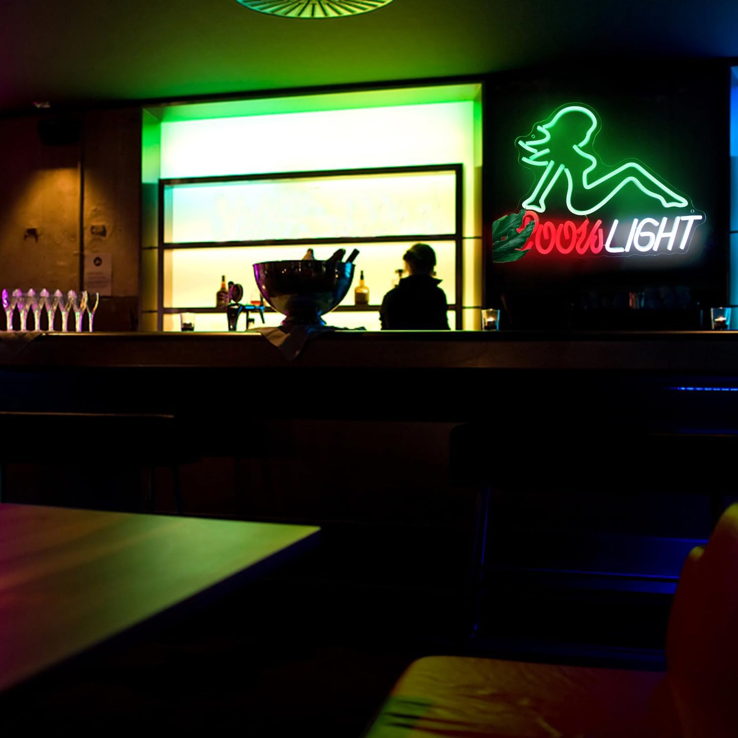 Crs Light Neon Sign Beer LED Signs for Man Cave Bar Decor Green Lady LED Neon Lights Signs Bar Neon Sign Wall Art Neon Light for Bedroom Beer Pub Man Cave Restaurant Party Decor - Image 7