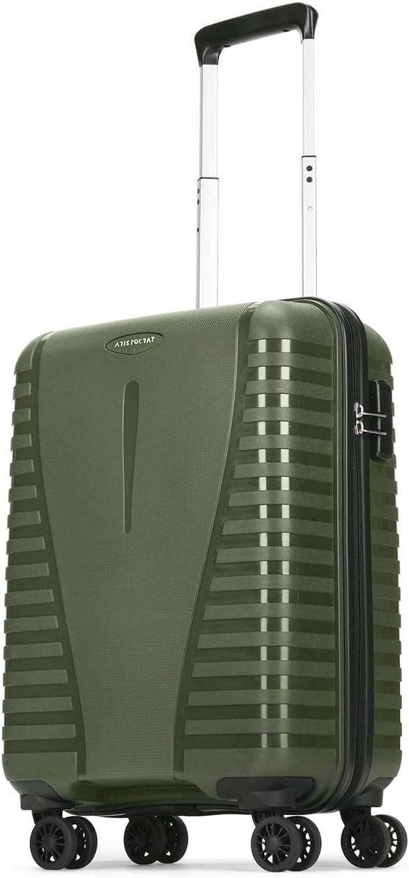 Cabin Polypropylene (PP) Airpro 55 Cm(Small) 8 Wheels Trolley Bags for Travel Hard Case Luggage,Lightweight Bag with Combination Lock & Robust Spinner Trolley with 3 Years Warranty (Green)