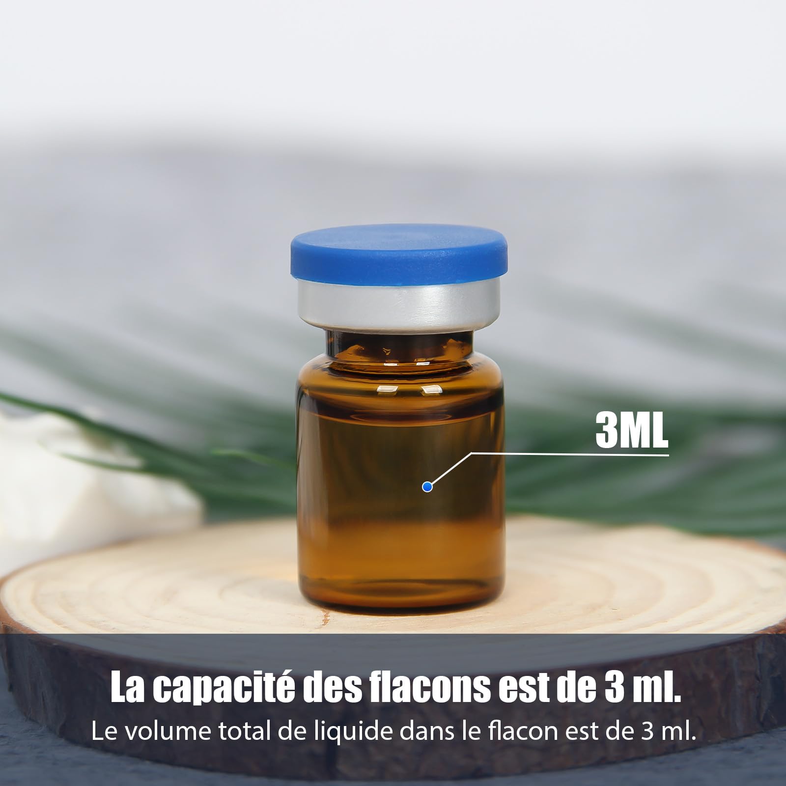 Chudeng Flacons en Verre de 3 ml - Flacons en Verre Ambre avec Bouchons Rabattables et Bouchons en Caoutchouc, Paquet de 100, Flacon de Laboratoire à Fond Plat de 20 mm