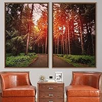 2 Piece Framed Canvas Wall Art Rustic Woods Canvas Prints Home Artwork Decoration for Living Room,Bedroom - 16