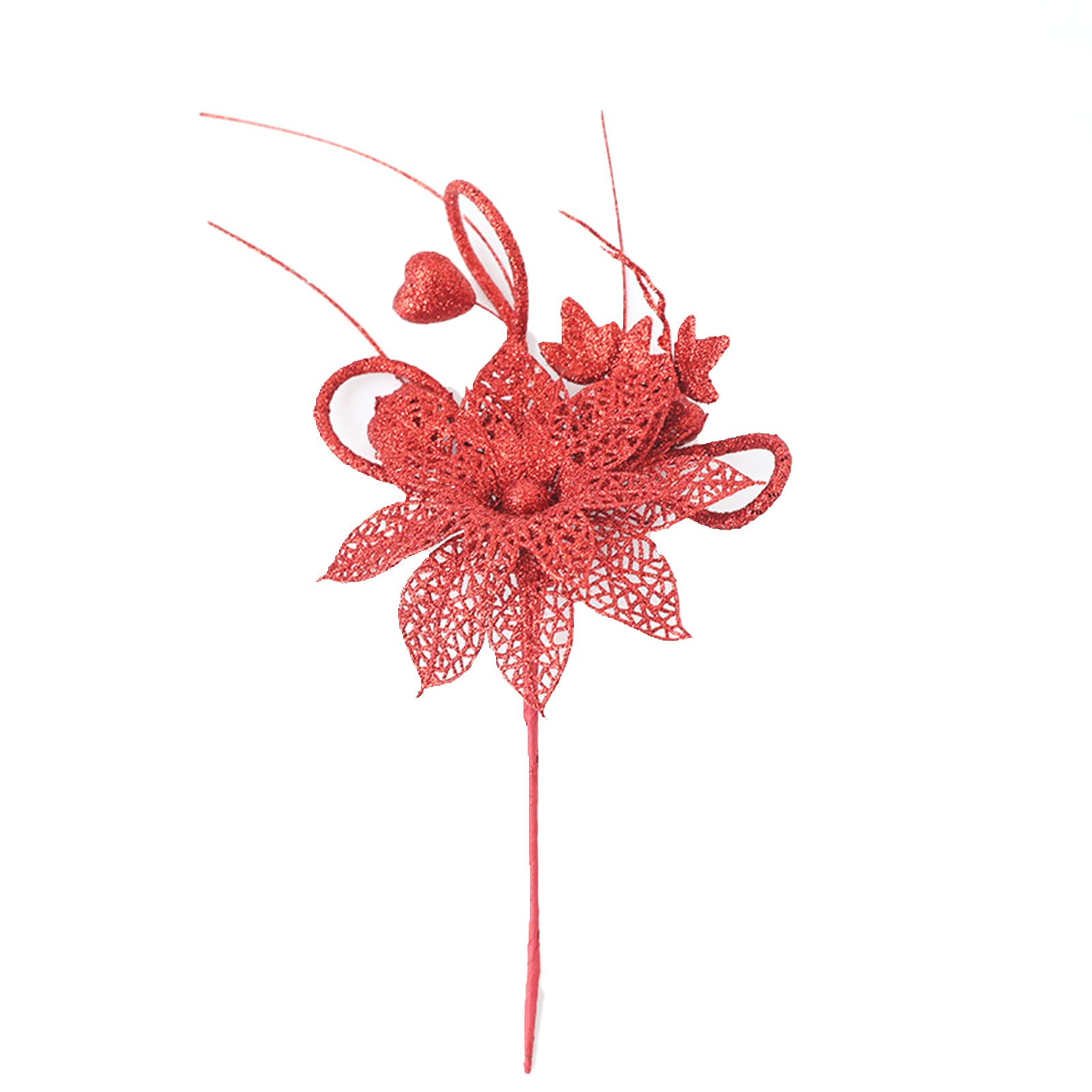 Elnwnnkc Artificial Glitter Flowers for Christmas Tree Ornament Party Decorations Wreath Christmas Tree Flower Wreath Decorations Artificial Glitter Flowers