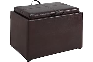 Convenience Concepts Designs4Comfort Faux Leather Ottoman with Removable Tray