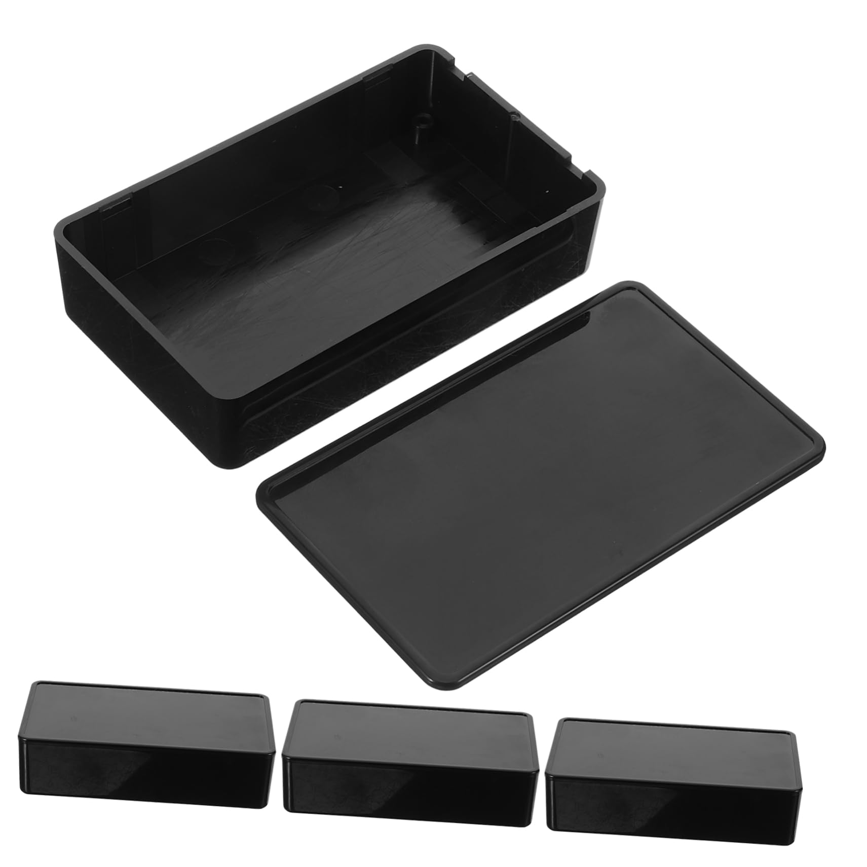 DOITOOL 5 Ensembles Boîtier D'installation D'alimentation Coffre De Rangement Caisse Rangement Boîtes De Jonction Petit Coffret En Plastique Boîtes Pour Projet Black 4 Pièces * 5