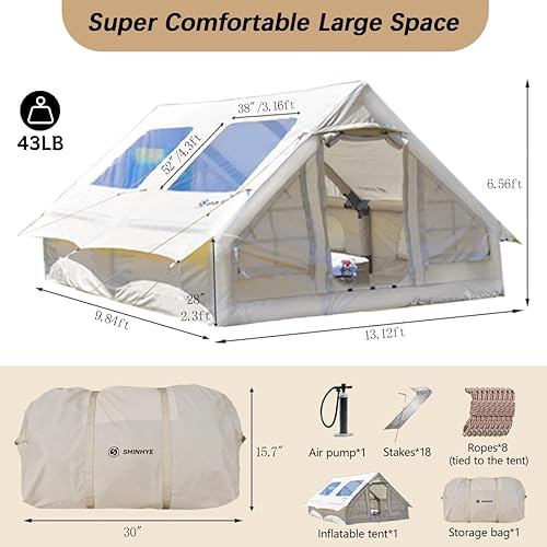 Miniatura 5 de Tienda inflable para camping, tiendas de campaña inflables Glamping 4 estaciones, tiendas de campaña con bomba, fácil instalación Oxford casa de