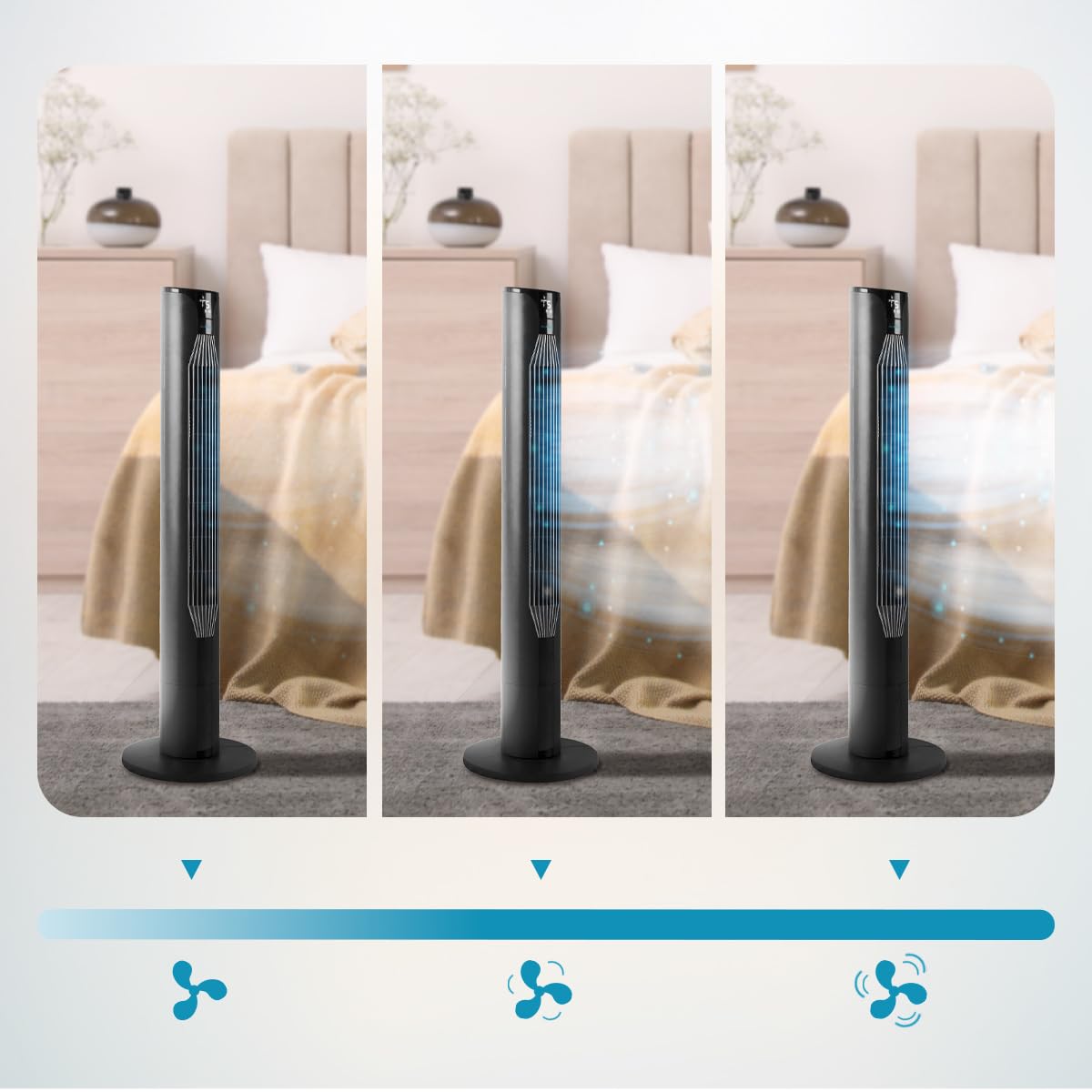 Cecotec - Ventilatore a torre EnergySilence 8150 Skyline da 106 cm, 55W, Telecomando, display LED, 3 velocità, 3 modalità, oscillazione a 80º e timer 12h