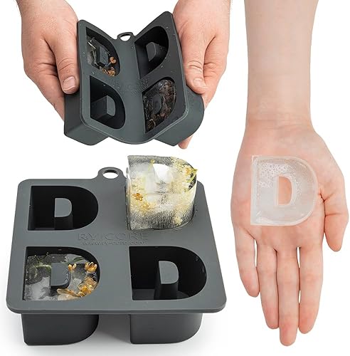 Molde de hielo personalizado Letra D Moldes grandes para cubitos de hielo en formas divertidas para vino, whisky, bourbon y molde de silicona para