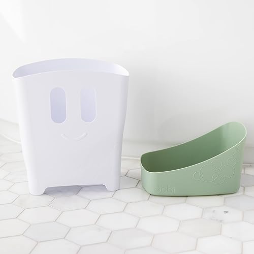 Miniatura 6 de Ubbi Organizador de juguetes de baño independiente con bandeja de secado extraíble y cuchara para niños pequeños + bebés, salvia (paquete de 2)
