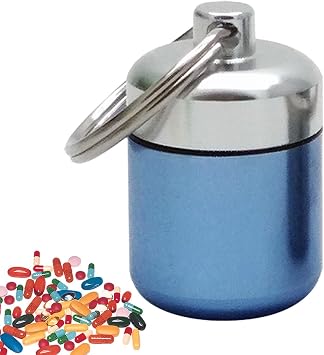 Pocket Pill Box - Small Medicine Box, Travel Pill Container, Metal Pill Box with Keychain | Portable Organizer with Sponge Pad for Backpacking Colorful Pills