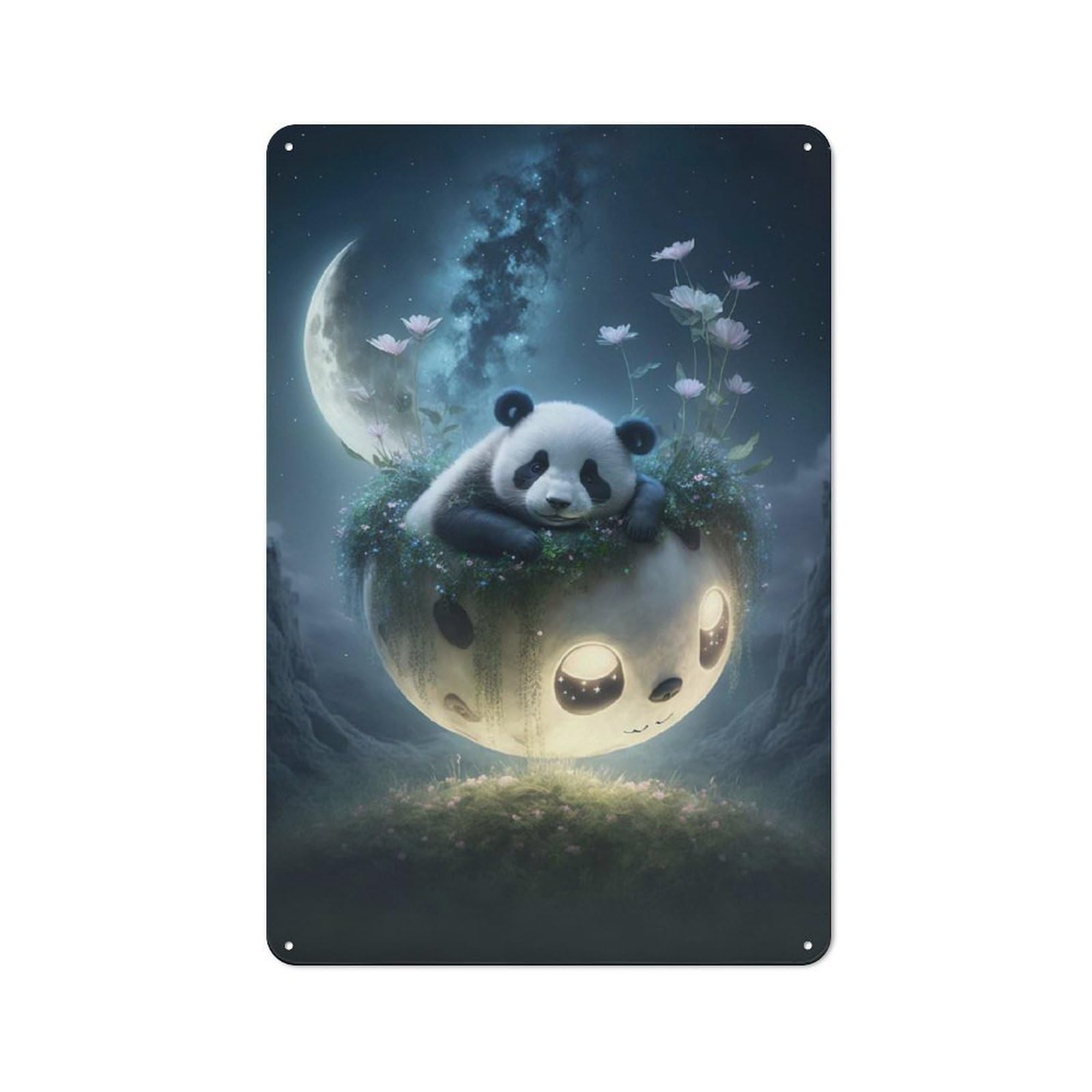 Panda Dreams Vintage Tin Sign 30x20cm for Home Office Or Studio, for Metal Sign Collectors, for Living Room And Hallway Decor